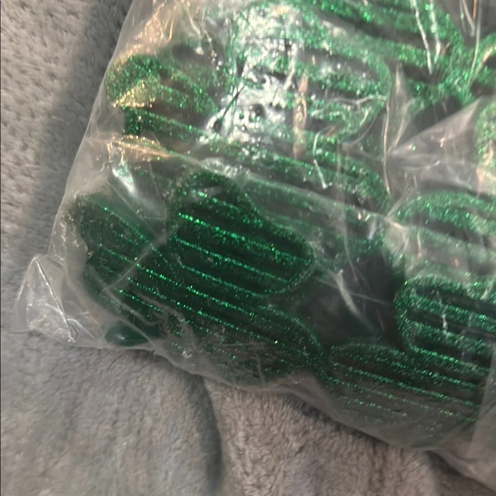 Green Glitter shamrock glasses - set/24